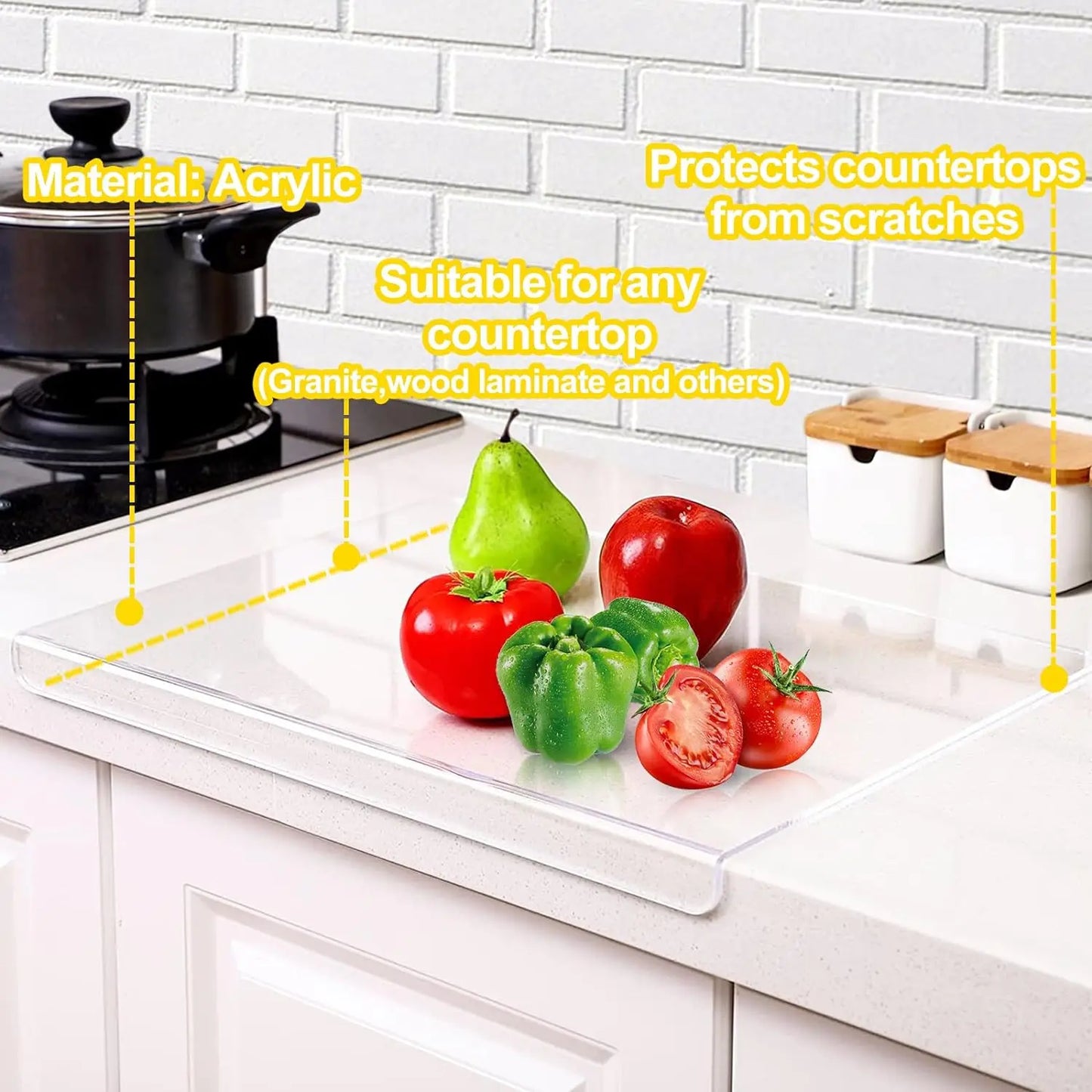 Acrylic Cutting Board with Lip – Non-Slip Transparent Counter Protector