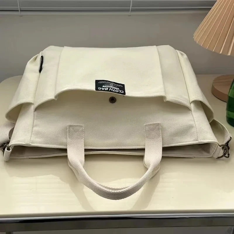 Canvas Laptop Tote Bag – Large Capacity Crossbody for Women & Students