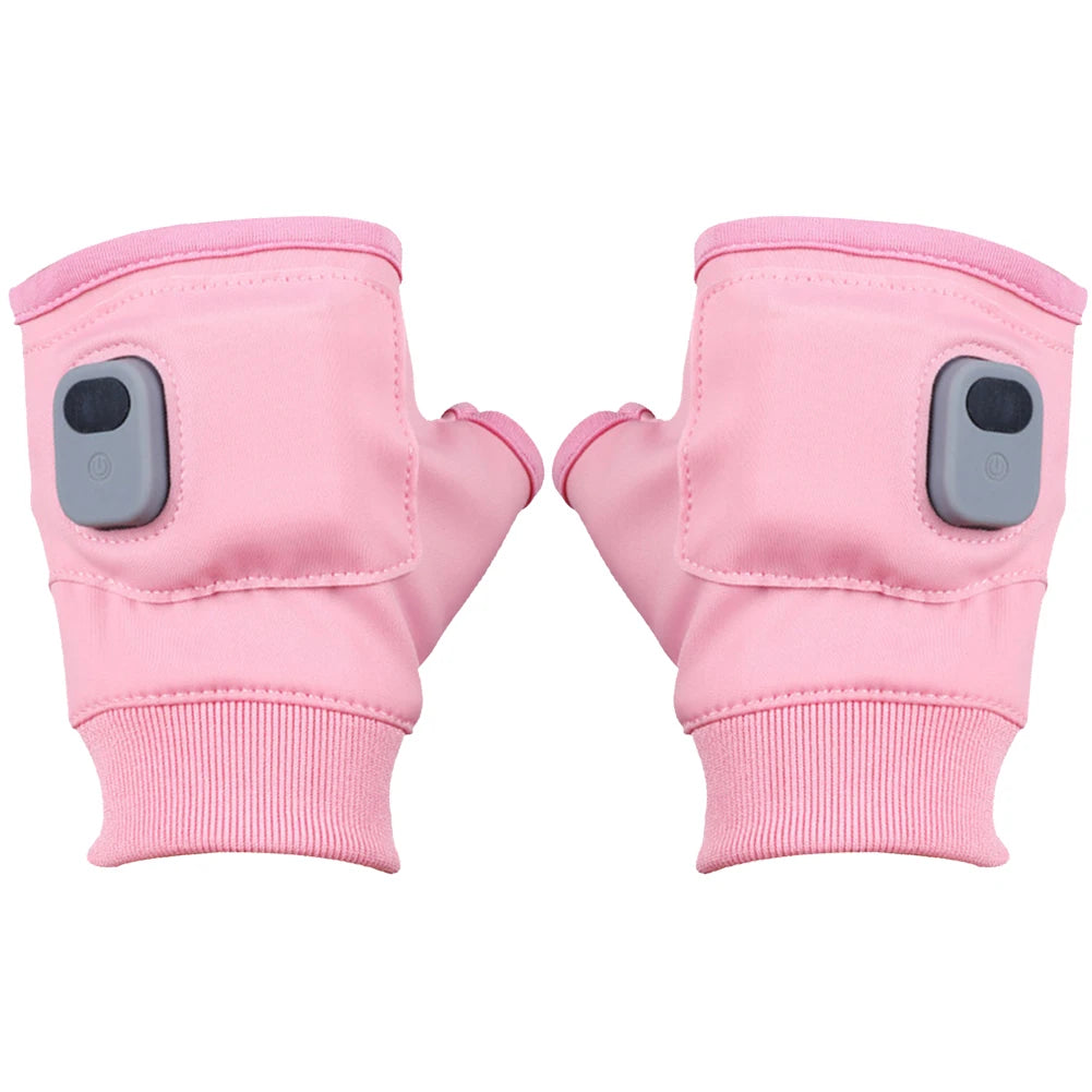 Touchscreen Heating Gloves Rechargeable Winter Warm USB Electric Heated Gloves Fingerless Hand Warmer Thermal for Skiing Gloves