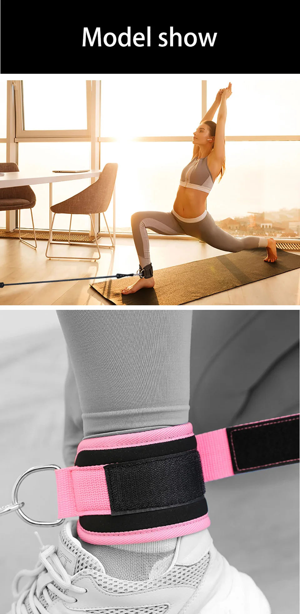 LOOGDEEL TPE Resistance Bands Ankle Straps Fitness D-Ring Support Ankle Cuffs Yoga Band Gym Guard Leg Strength Safety Extensions