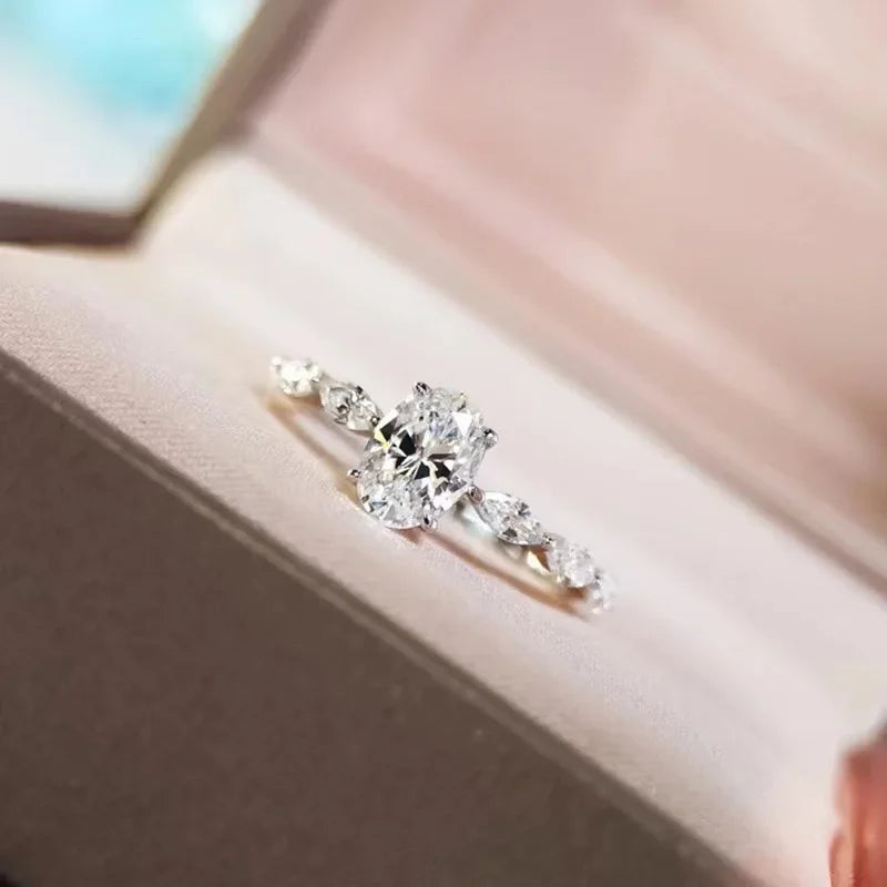 Fine jewelry 925 sterling silver zircon ring suitable for women engagement jewelry gift