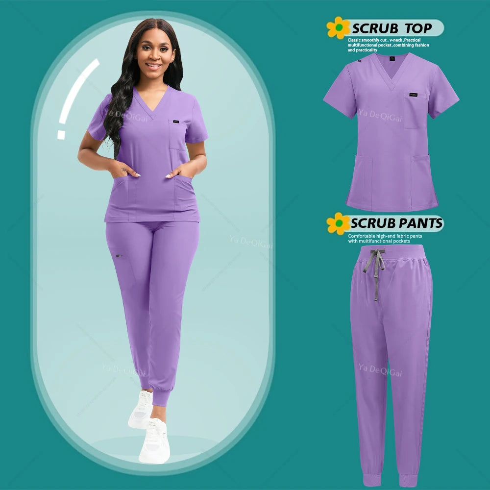 Women's Stretch Scrub Set – V-Neck Top & Jogger Pants