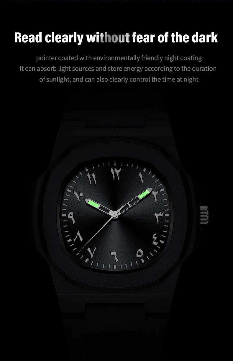 Men's Arabic Numeral Quartz Watch 30-Meter Water Resistance Casual Sports Silicone Wristband Watch Clock Nautilus Design Watch
