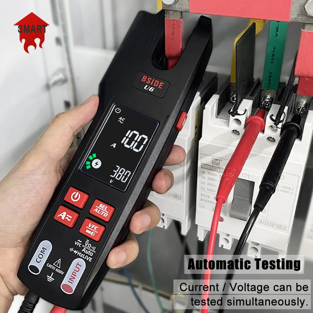 BSIDE Professional Digital Clamp Meter U6 Fork 600A Ammeter Pliers T-RMS DC AC Current OpenJaw Electrical Tester Auto Multimeter