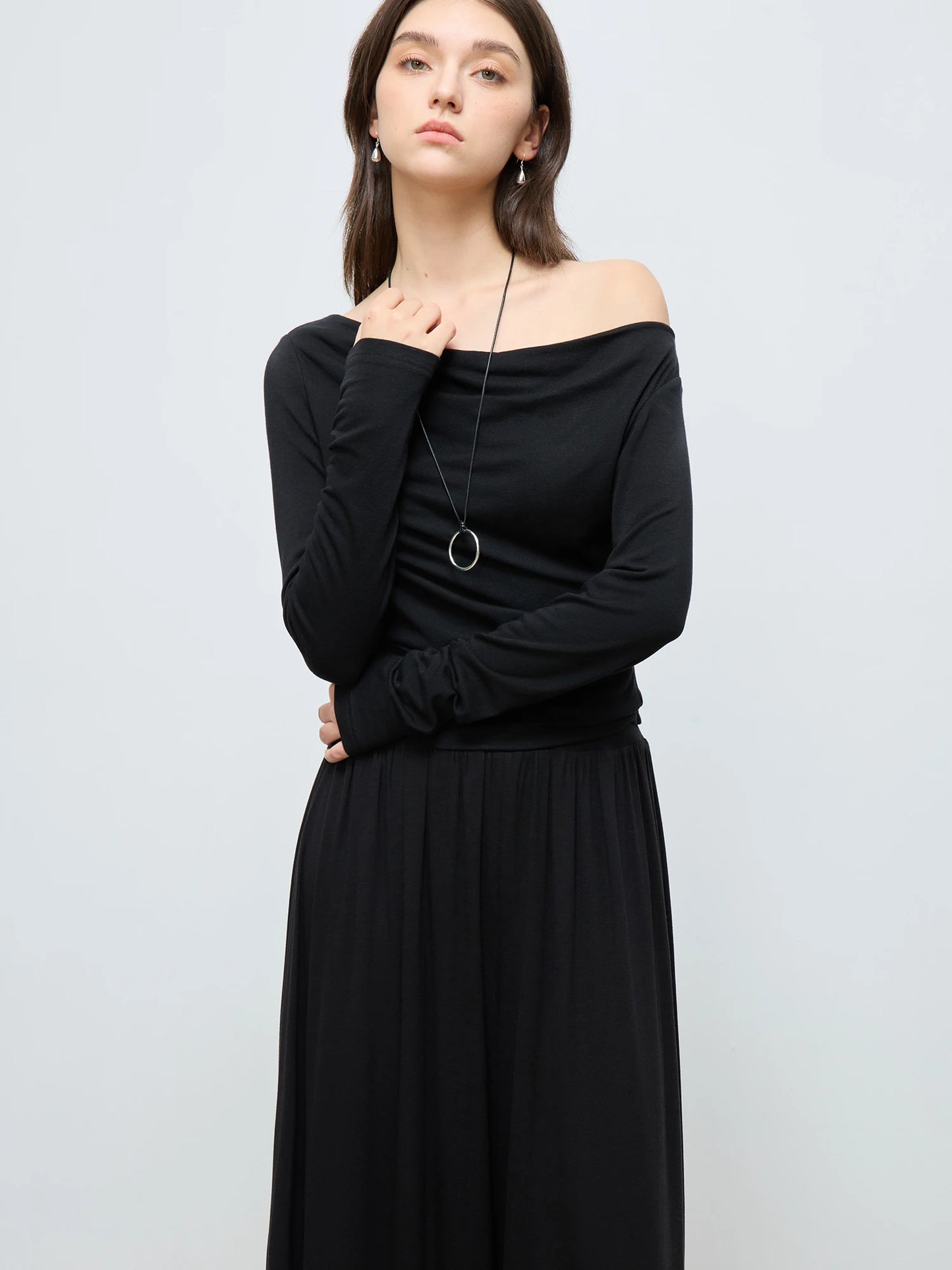 Women's Slim Fit Wool Blend Long Sleeve Top – Spring Office Style
