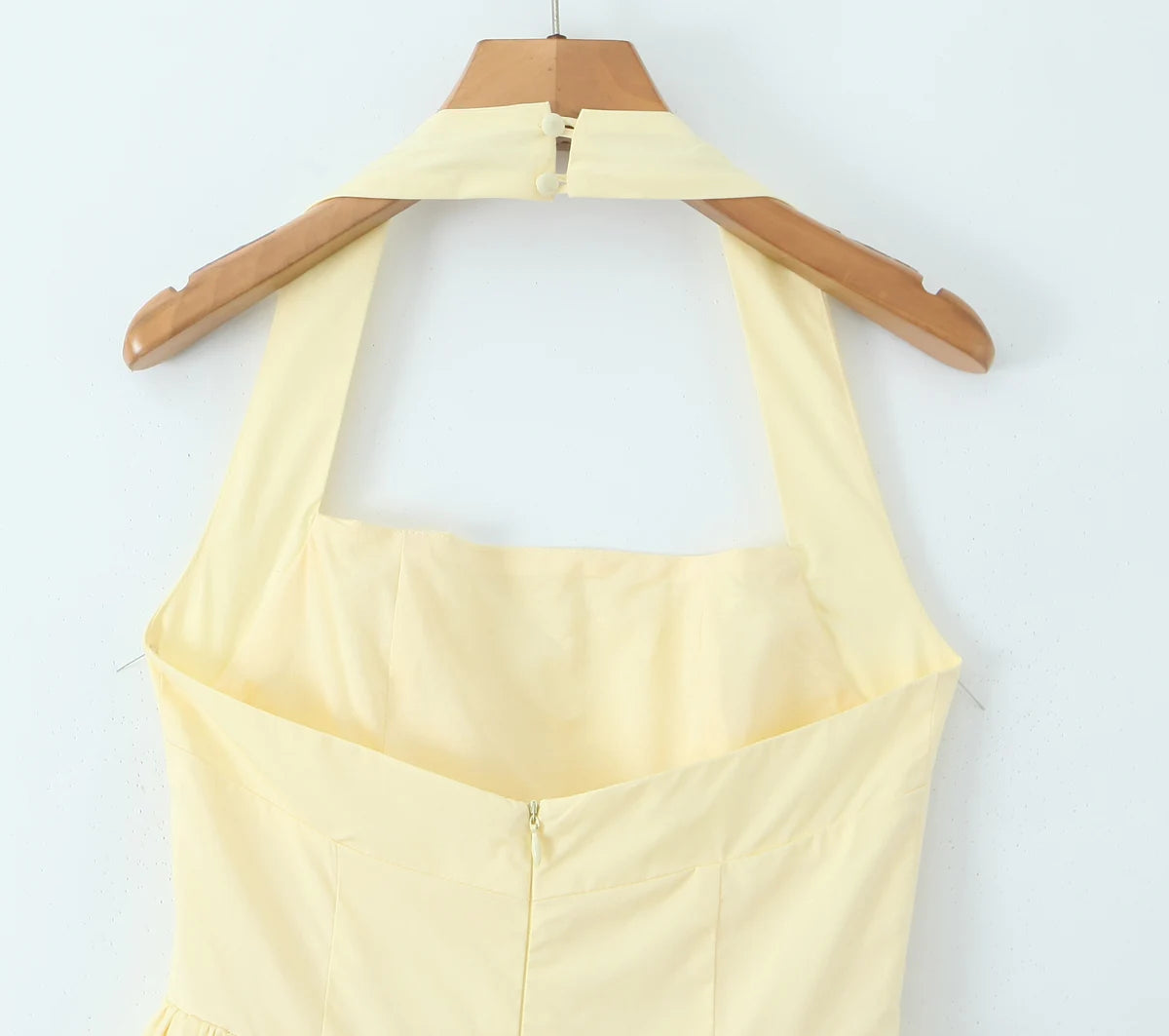 Yellow Halter Mini Dress – Backless A-Line Summer Style