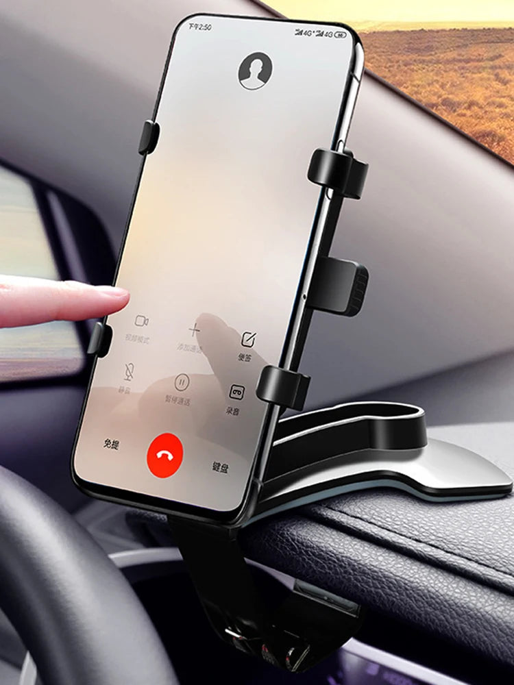 Car Dashboard Support 360 Degree Rotating Car Mobile Phone Mount Foldable Dashboard Adjustable Spring Clip Cell Phone Holder