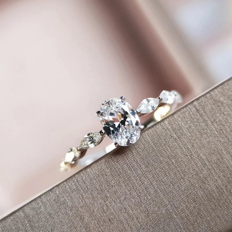 Fine jewelry 925 sterling silver zircon ring suitable for women engagement jewelry gift