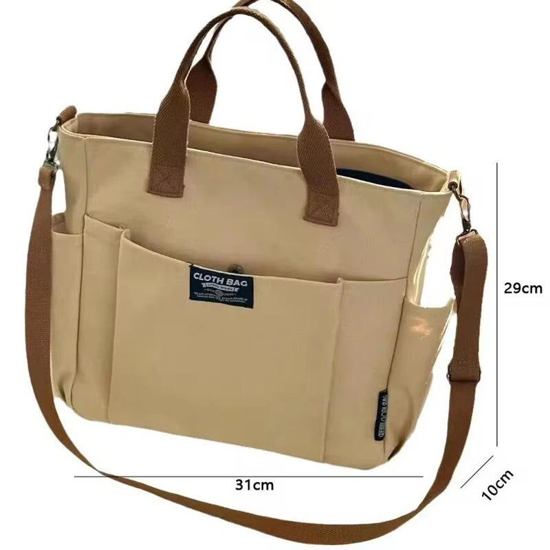 Canvas Laptop Tote Bag – Large Capacity Crossbody for Women & Students