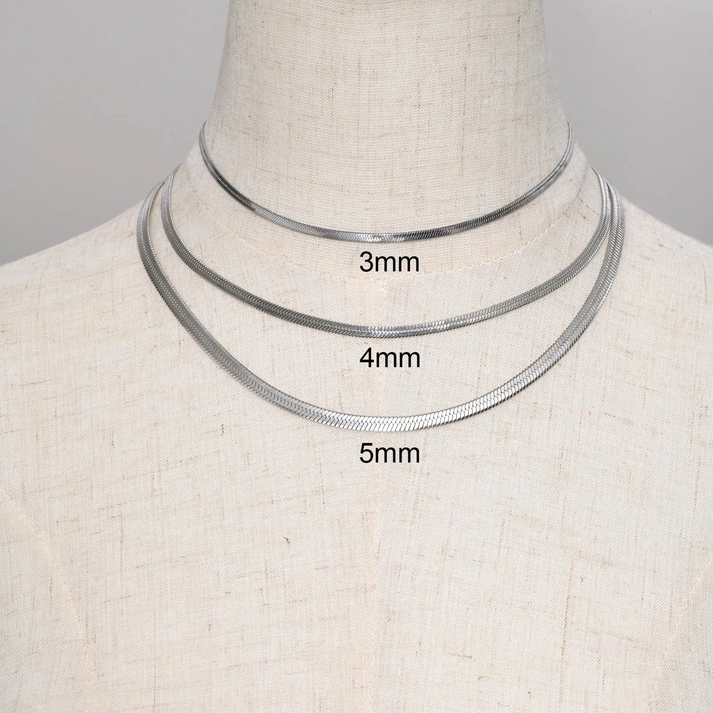 Stainless Steel Width 3mm/4mm/5mm Flat Snake Chain Choker Necklaces for Men