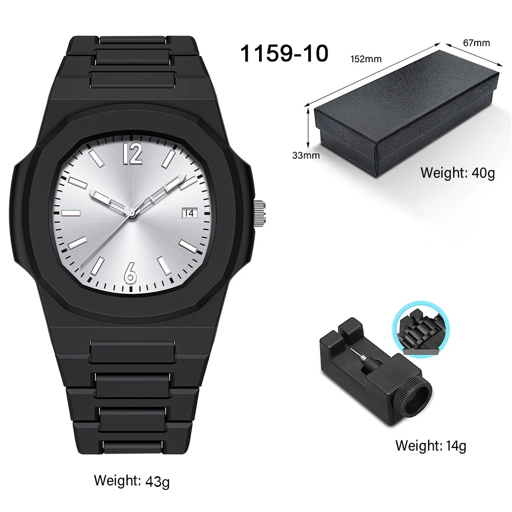 Men's Arabic Numeral Quartz Watch 30-Meter Water Resistance Casual Sports Silicone Wristband Watch Clock Nautilus Design Watch