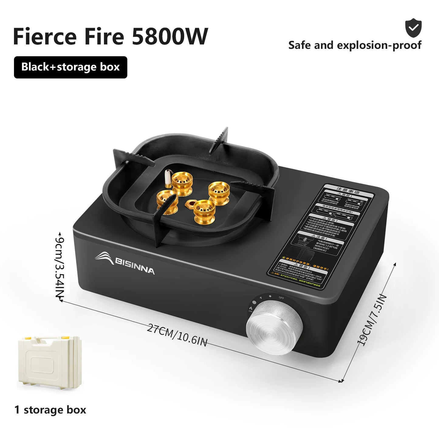 BISINNA 5800W Portable Gas Stove – Windproof Outdoor Burner for Camping, Hiking & Picnics