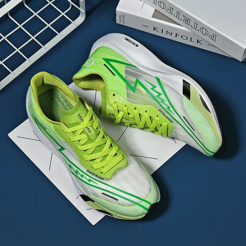 Real carbonboard racing running shoes couple's ultra-light cushioning sneakers men's thin mesh walking shoes