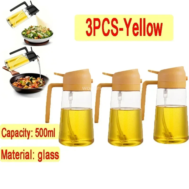 2-in-1 Glass Oil Dispenser & Sprayer | Leakproof, Non-Slip Kitchen Mister
