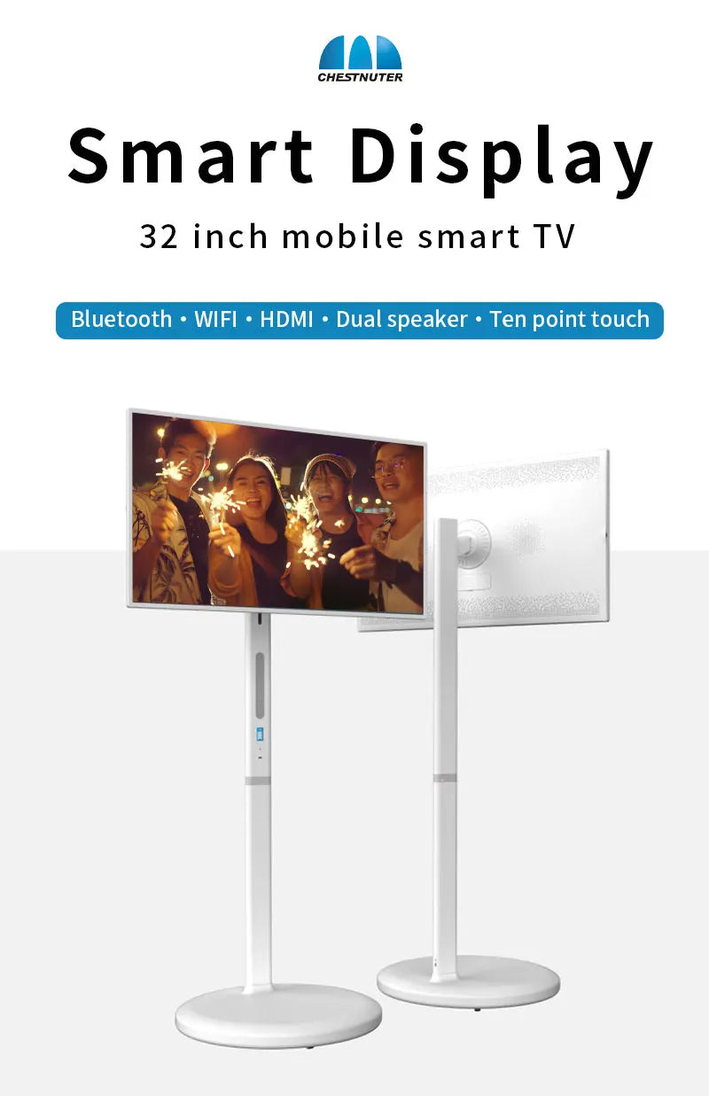 32" Android 12 Smart Touchscreen Display – 8+128GB, WiFi, HDMI, Portable Stand Character count: 96 (still optimized for SEO; we can shorten