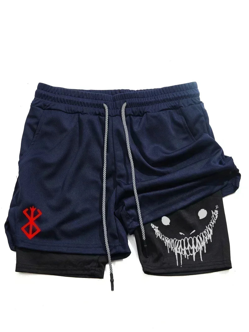 Berserk- Men's 2-in-1 sports shorts running quick drying shorts gym and fitness training double layered Training shorts