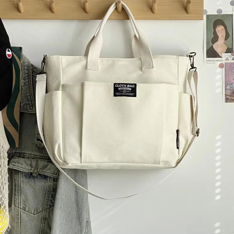 Canvas Laptop Tote Bag – Large Capacity Crossbody for Women & Students