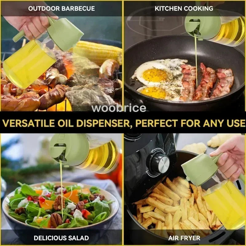 2-in-1 Glass Oil Dispenser & Sprayer | Leakproof, Non-Slip Kitchen Mister