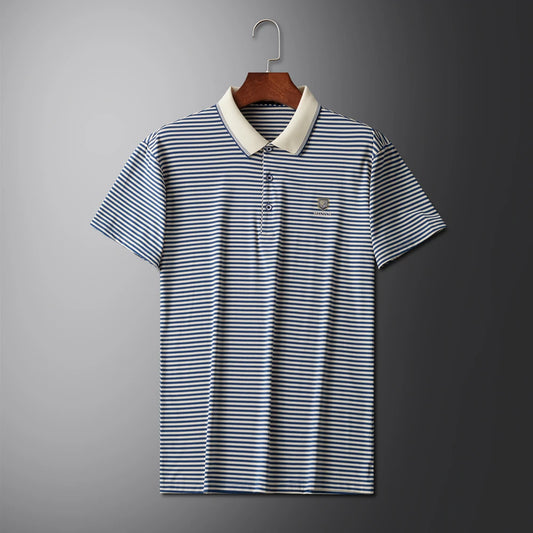 Breathable Cotton Men’s Polo Shirt – Striped Soft Summer Tee 2025