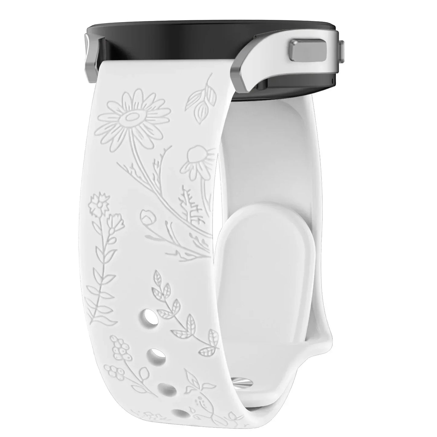 20mm Floral Engraved Band for For Samsung Galaxy Watch 6/5/4/Active 2/5 Pro 45mm 40mm 44mm/Watch 6 4 Classic/Watch 3 41mm Strap