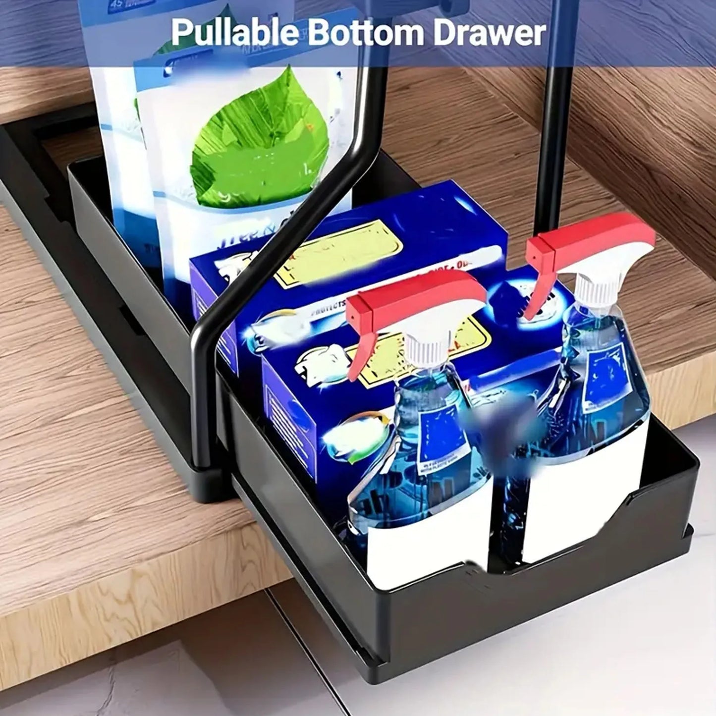 2-Tier Pull-Out Under Sink Organizer for Kitchen & Bathroom