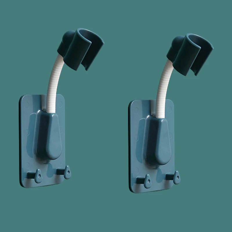 Adjustable Shower Head Holder with Hooks – No-Drill Wall Mount