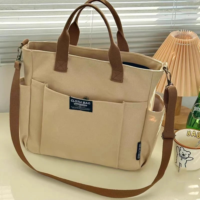 Canvas Laptop Tote Bag – Large Capacity Crossbody for Women & Students