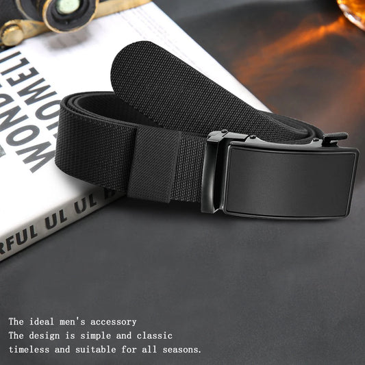 New Golf Sports Elastic Belt Tactical Belt Metal Automatic Buckle Tough Stretch Nylon Men Military Belt 115-135CM Big Size Belts