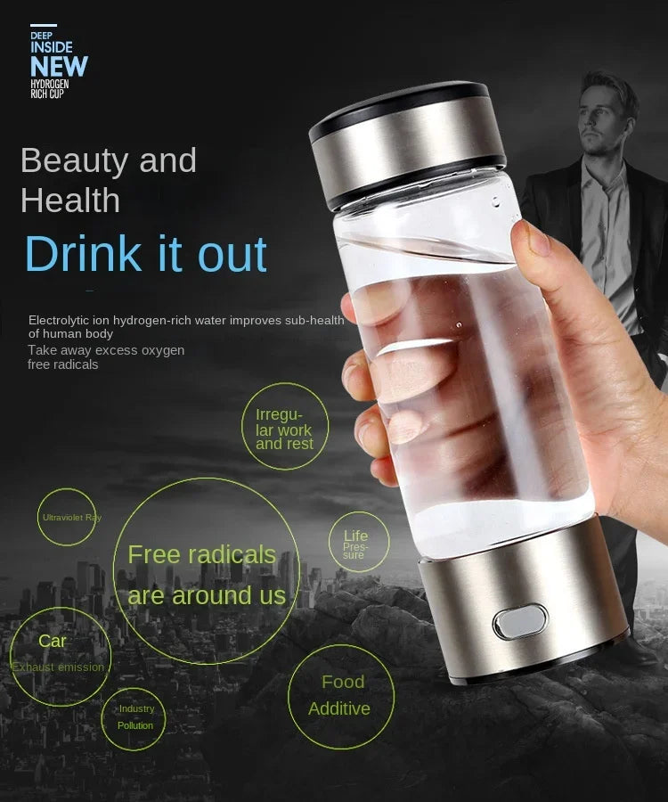 420ML Water Filter Hydrogen Ionized Water Bottle Hydrogen Generator Bottle Portable Water Ionizer Health Cup Home Appliance