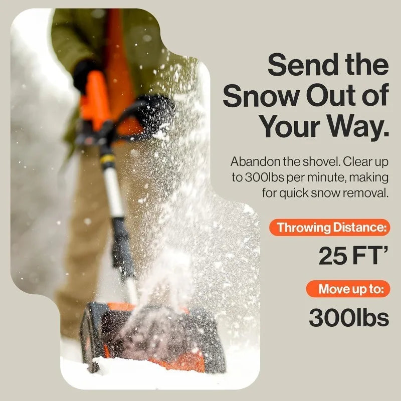 SuperHandy Cordless Snow Shovel, 20V 2Ah Electric Snow Thrower - Lightweight, 10"x5" Clearing Path, 25 ft Throwing Distance, 300