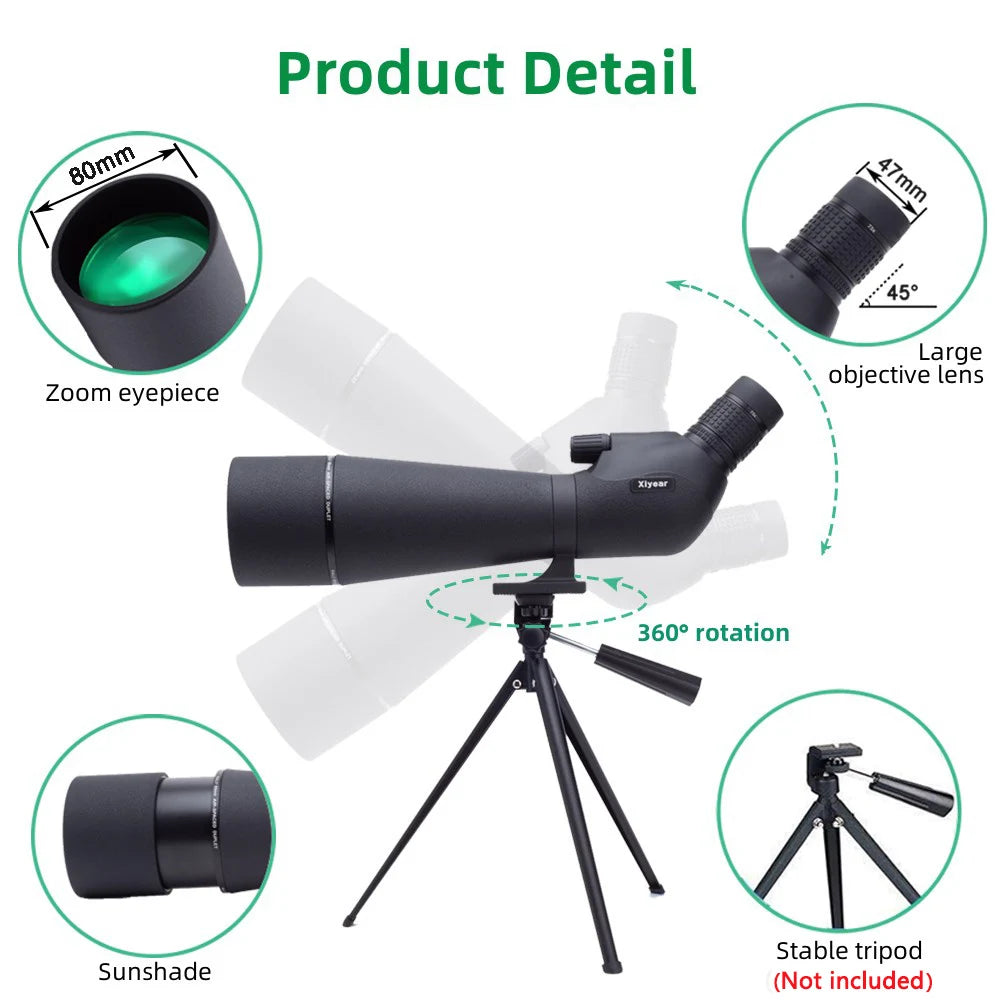25-75x80 Zoom Spotting Scope with Tripod & Phone Mount