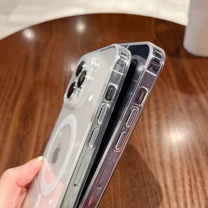 MagSafe Clear Magnetic Case – Shockproof Transparent Cover for iPhone 11–16 Series