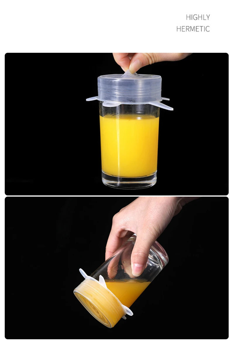 6pcs/set Silicone Covers Adaptable Silicone Lids Silicone Caps for Food Universal Dish Stretch Lids for Cans Kitchen Accessories