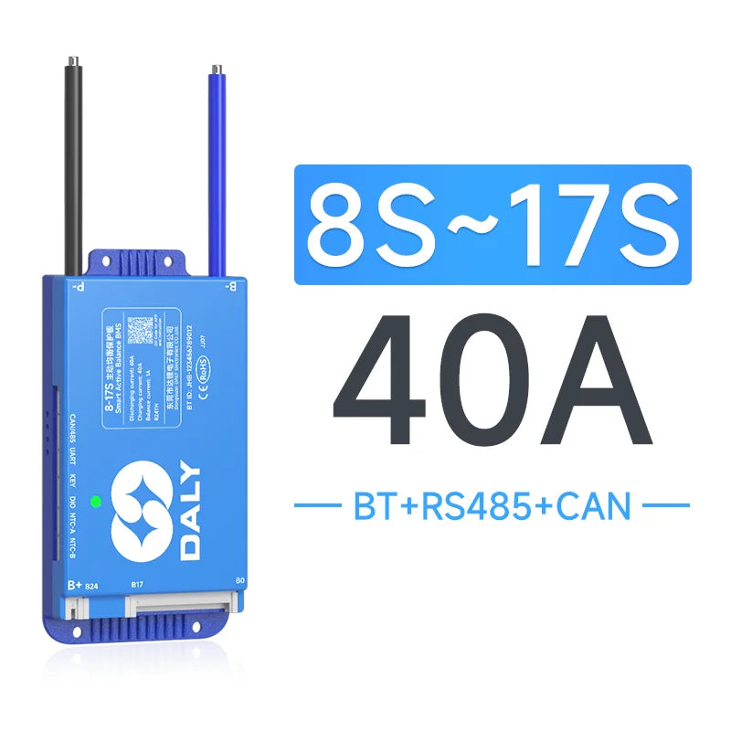 Daly BMS Smart Lifepo4 8S BMS Wifi Active Balancer 1A Current BMS 4S 12V 16S 48V Bluetooth 40A 60A 80A 100A 150A 200A Li-ion CAN