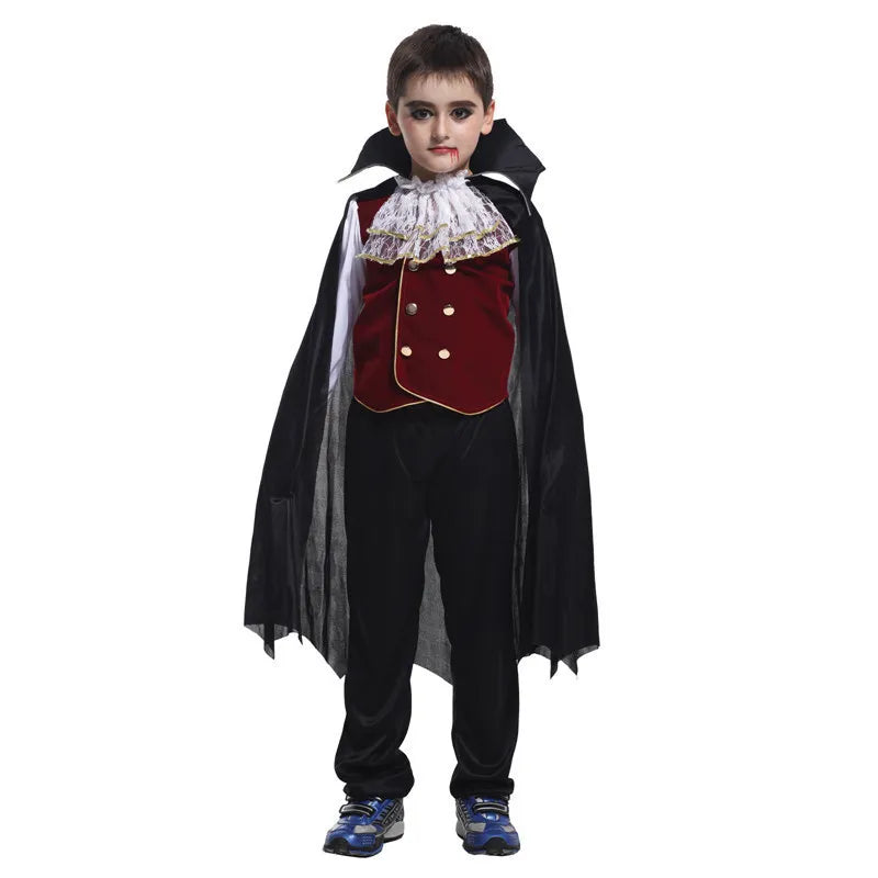 Halloween Fantasy Children's Costumes Ghost Bride Gothic Cosplay Girls Red Vampire Day of The Dead Kids Costumes for Boy Girl