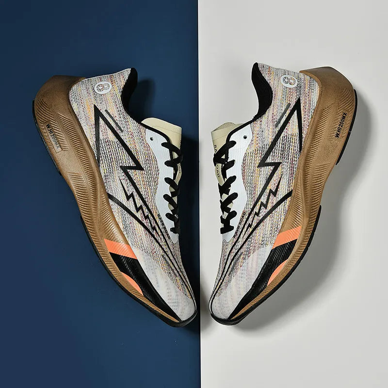 Real carbonboard racing running shoes couple's ultra-light cushioning sneakers men's thin mesh walking shoes