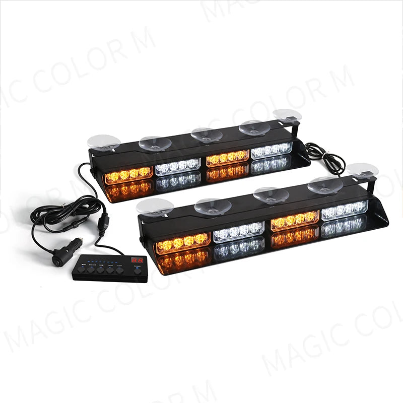 32 LED Car Front Windshield Safety Warning Light 2 In1 For Police Vehicles Interior Strobe Emergency Signal Lamp Suction Cup 12V