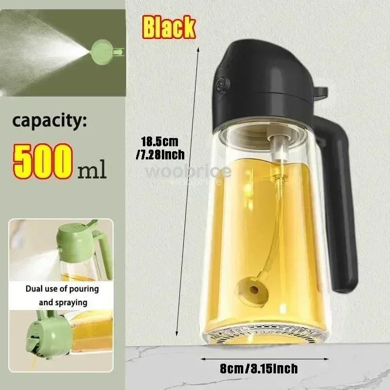 2-in-1 Glass Oil Dispenser & Sprayer | Leakproof, Non-Slip Kitchen Mister