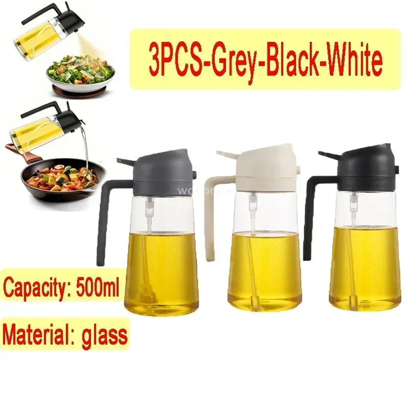 2-in-1 Glass Oil Dispenser & Sprayer | Leakproof, Non-Slip Kitchen Mister