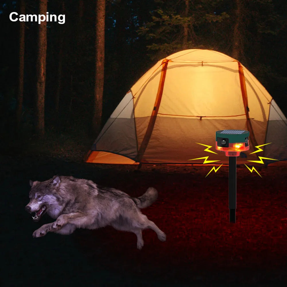 Solar Pigeon Bird Repellent with Flashing Light 1200mAh Beast Repeller 360-degree Induction Alarm IP55 for Wild Boar Rabbit Deer