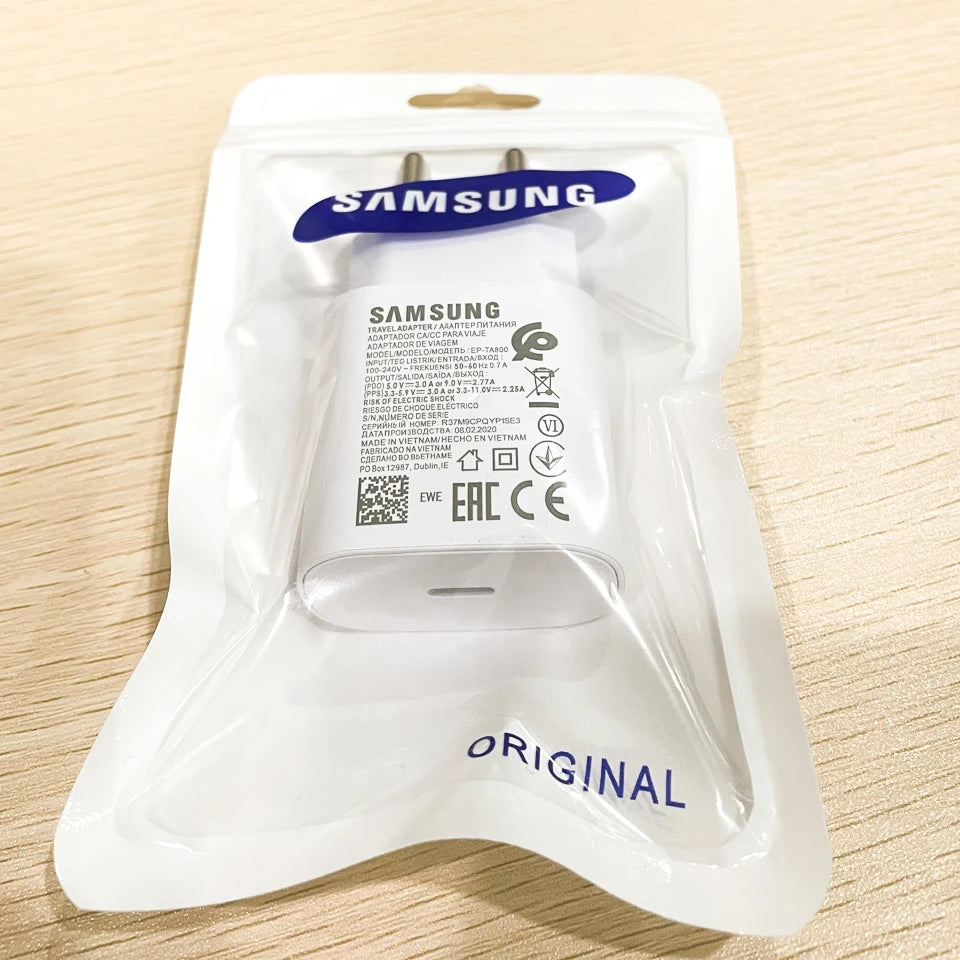 Ep-Ta800 Samsung 25w Pd Supercharger Usbc Charger Adaptador Galaxy S25 S24 FE S23 S22 S21 A54 A34 M54 Type C Fast Charging Cable