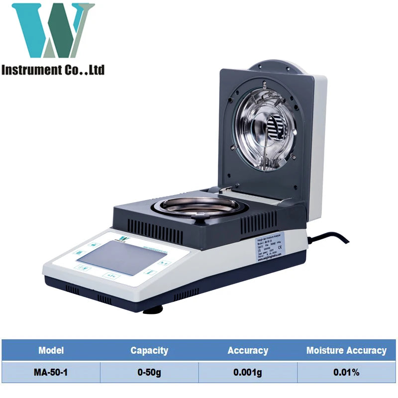 110g 0.001g 0.01% Reliable Faster Precision Touch Screen 50g 1MG Laboratory Halogen Testing Meter Analysis Moisture Analyzer