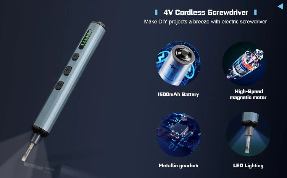 68-in-1 Electric Precision Screwdriver Set – Cordless, 5 Torque Modes, LED, S2 Steel Bits