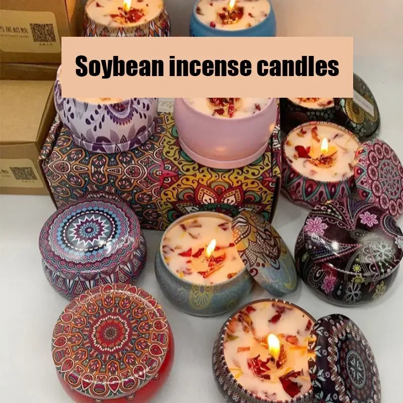 Gbbma A box of 3 notes Scented candles Use natural dried flowers candles For indoor aromatherapy