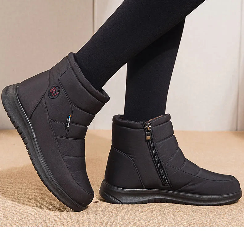 Women's Boots 2025 Winter Shoes For Women Ankle Boots Warm Fur Botas Mujer Waterproof Low Heels Snow Boots Winter Flat Shoes