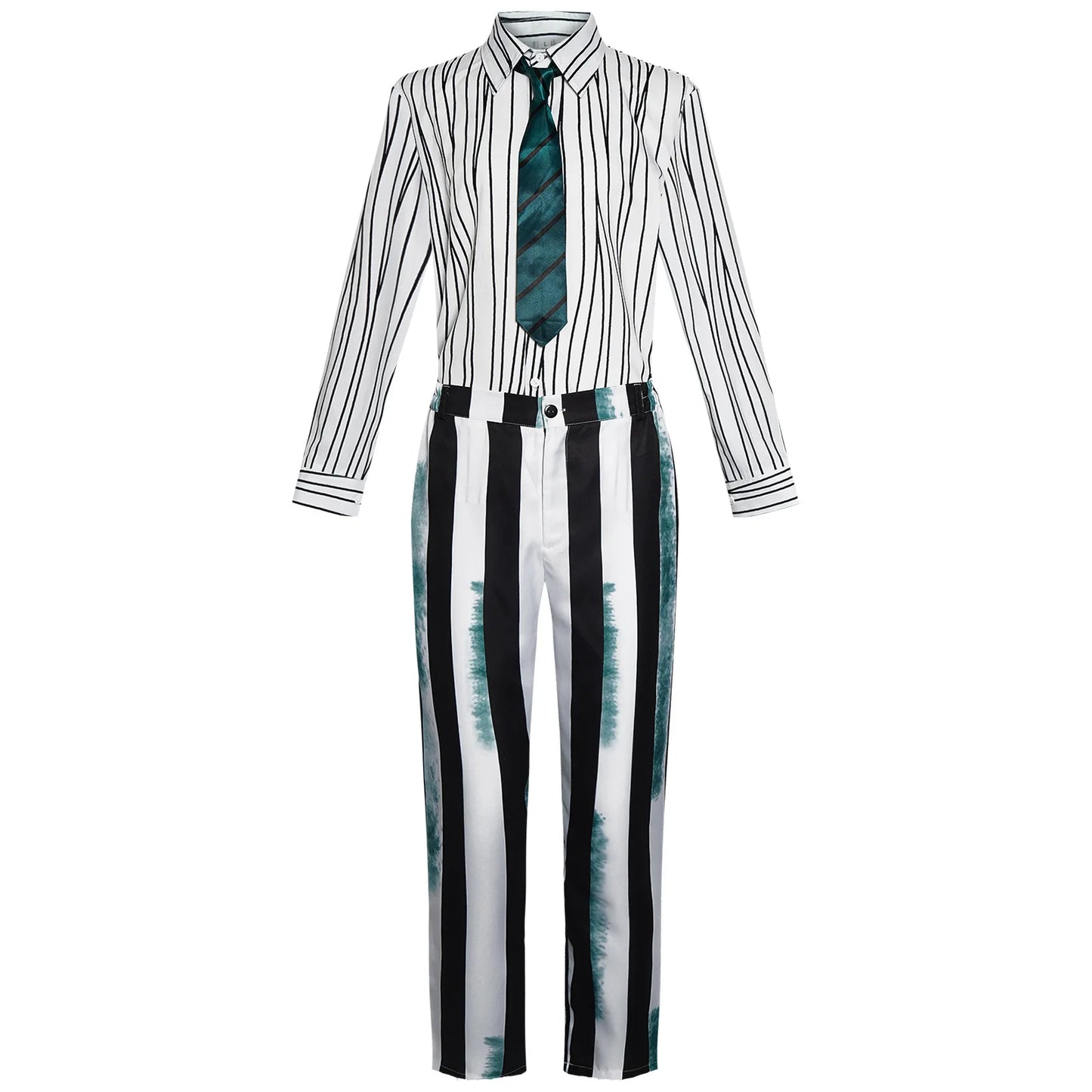 Underworld Master cosplay costume Beetle Juice Michael Keaton green black and white striped cosplay performance costume hot