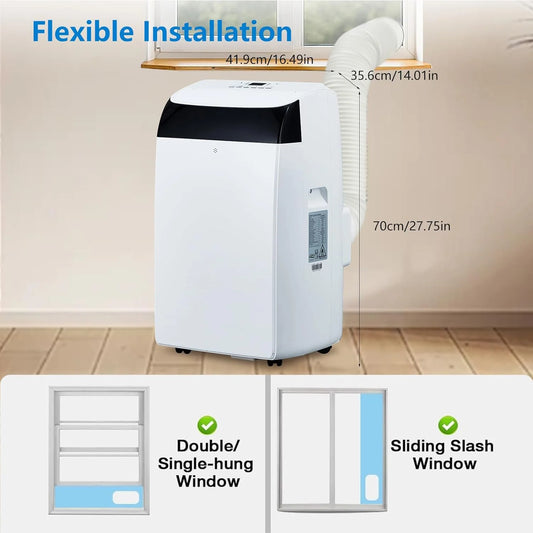 14000 BTU Portable Air Conditioners, 3-In-1 Free Standing Cooling AC Unit With Fan, Dehumidifier, Remote Control, Sleep Mode