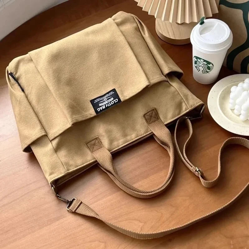 Canvas Laptop Tote Bag – Large Capacity Crossbody for Women & Students