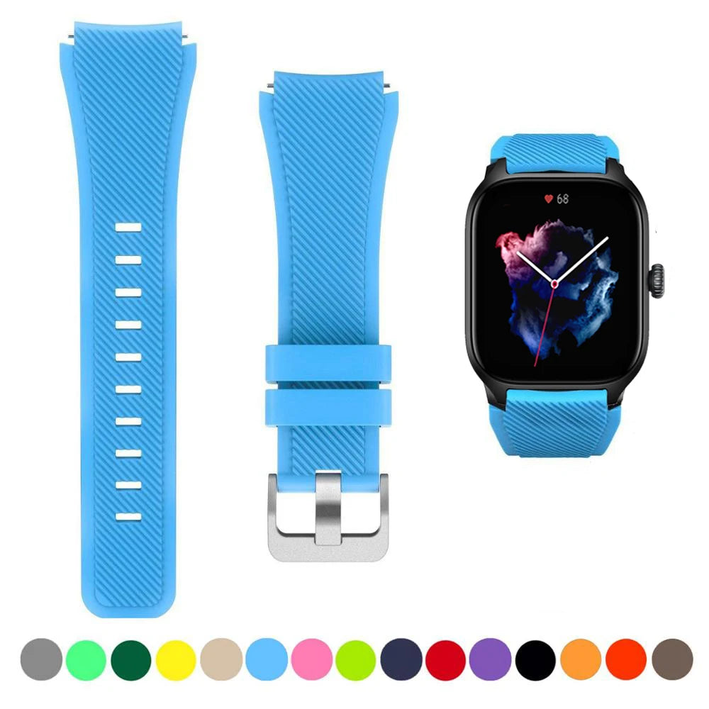 20mm/22mm Watch band For Amazfit GTS/2/2e/3/4 GTS2 Mini/GTR 4/3/Pro/GTR2/2e/stratos 2/3 Silicone Bracelet Amazfit bip 6 5 strap