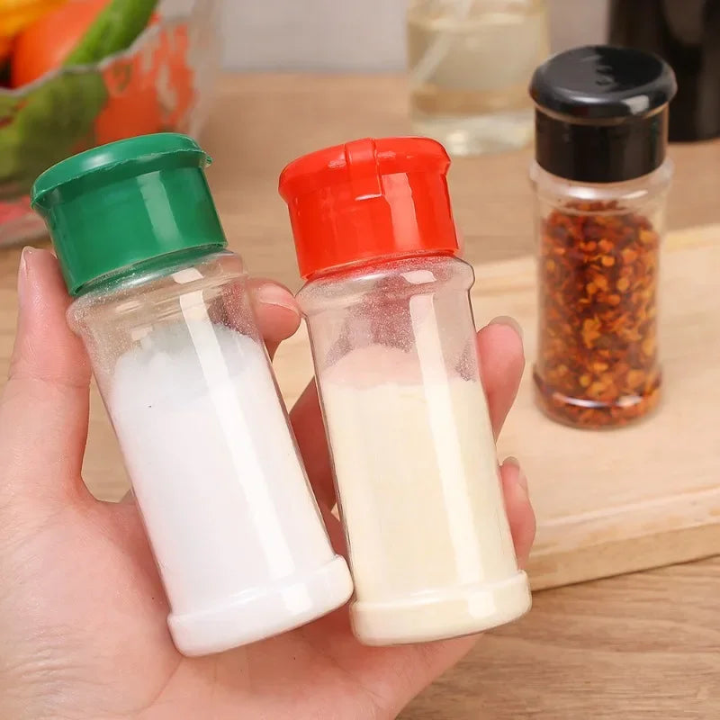 Compact Plastic Spice Shaker Bottles – Portable 100ml Seasoning Jars for Kitchen & BBQ